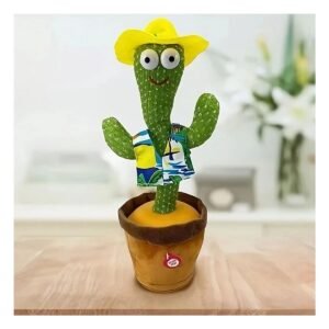 Cactus Verde que Repite lo que Hablas con Sombrero Amarillo para Niños
