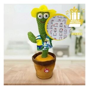 Cactus que Repite lo que Hablas con Sombrero Amarillo para Niños Y+Regalo Sticker