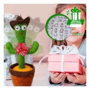 Cactus que Repite lo que Hablas con Sombrero Marron para Niños Y+Regalo Sticker