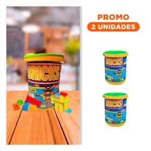 Pack2 Juego de Construccion Multicolor en Balde para Creatividad y Diversion en Casa