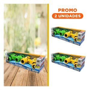 Pack2 Juego 2 Carros Acrobaticos en Caja Verde y Amarillo para Ninos en Casa