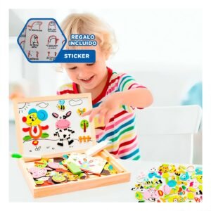 Pizarra Magnetica de Animales Educativa 2 en 1 Multicolor Y+Regalo Sticker