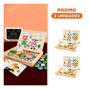 Pack2 Tablero Magnetico de Animales Educativo 2 en 1 Multicolor para Aprendizaje Infantil