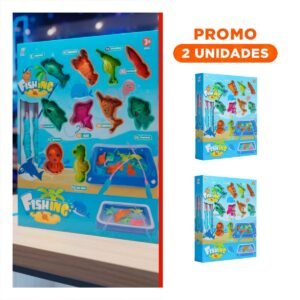 Pack2 Juego de Pesca Infantil con Peces, Cana y Piscina Celeste para Ninos