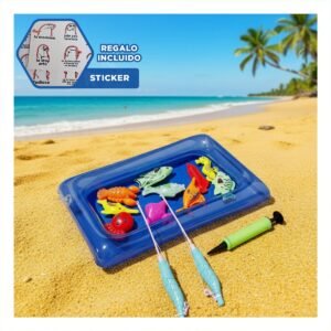 Set de Pesca para Ninos con Peces Coloridos, Cana y Piscina Celeste Y+Regalo Sticker