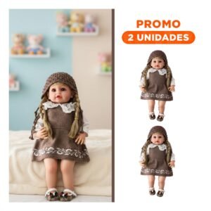 Pack2 Ropa Tejida Marron para Bebe con Vestido y Gorro Uso Diario