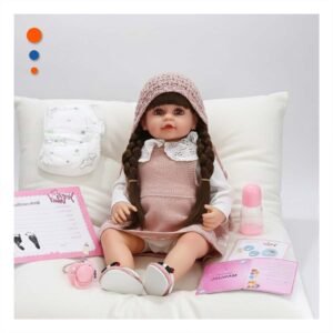 Figura Yessy Disenada para Juego Infantil con Vestido Tejido Rosado y Detalles