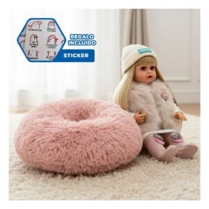 Bebe Yessy 55cm con Atuendo Blanco Chaleco Peluche Vestidos y Pantis Y+Regalo Sticker