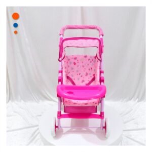 Coche para Muñeca con Diseño Caramelos y Estructura Estable para Juego Rosado 68cm
