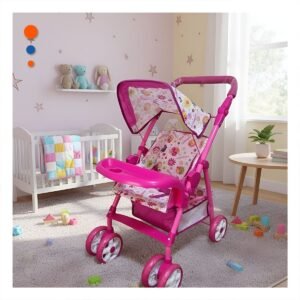 Coche Infantil para Juego con Estampa de Flores Colores y Estilo Visual Rosado 68cm