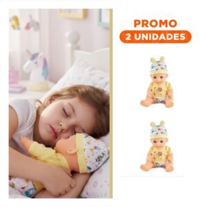 Pack2 Juguete Bebe con Biberon y Sonaja Amarillo Rosado para Ninas