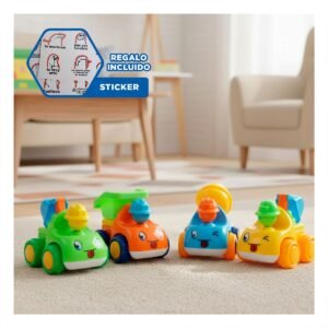 Kit 4 Camiones de Construccion Truck Multicolor de Juego en Espacios Cerrados Y+Regalo Sticker