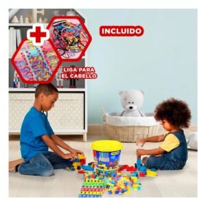 Ladrillos de Construccion Multicolor en Balde para Juego Creativo en Hogar Y+Regalo Sticker
