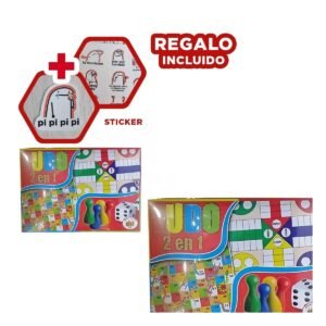 Juego de Mesa Ludo 2 en 1 para Diversion Familiar con Diseno Clasico Y+Regalo Sticker