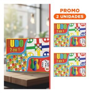 Pack2 Set de Mesa Ludo 2 en 1 para Diversion Familiar con Estilo Clasico
