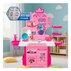 Tocador de Belleza con Maquillaje Rosado para Casa y Juego de Imaginacion Y+Regalo Sticker