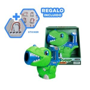 Lanzador de Burbujas Infantil con Forma de Dinosaurio Chico Verde y Azul Y+Regalo Sticker