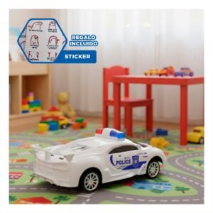 Coche a control remoto policia blanco y azul para diversion en casa y amigos Y+Regalo Sticker