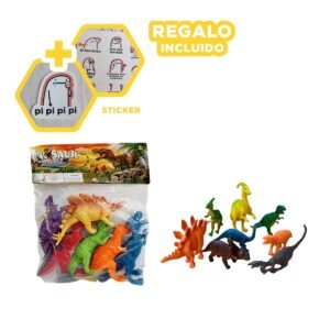 Kit De Dinosaurios Con Accesorios En Bolsa Para Juego Imaginativo En Casa Y+Regalo Sticker