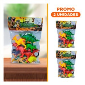 Pack2 Juego De Dinosaurios Con Accesorios En Bolsa Para Juego Creativo En Casa