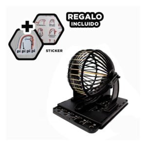 Bingo Tradicional Negro con Centro de Metal para Entretenimiento en Casa Y+Regalo Sticker