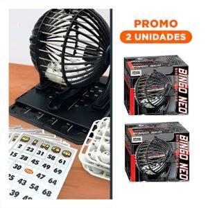 Pack2 Juego de Bingo Negro con Centro de Metal para Reuniones y Diversion en Casa