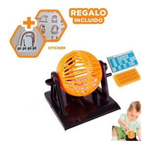 Bingo Lotto 90 Numeros con 12 Cartas Rojo para Compartir en Hogar Y+Regalo Sticker