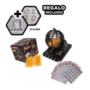 Bingo Mediano con Centro de Metal Negro para Momentos de Diversion Social Y+Regalo Sticker