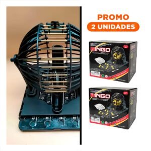 Pack2 Juego Clasico Bingo Mediano con Centro de Metal Negro para Reuniones en Casa