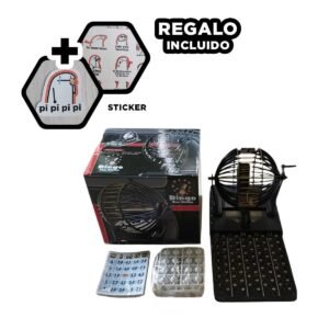 Bingo Neo Grande Plastico y Metal Negro para Diversion Clasica en el Hogar Y+Regalo Sticker