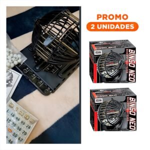 Pack2 Juego Neo Grande de Bingo Plastico y Metal Negro para Diversion Familiar