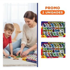 Pack2 Coleccion Metalica de Carritos para Juego Creativo y Decoracion de Casa