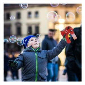 Maquina de Burbujas Carro Bombero Rojo para Juego Infantil al Aire Libre