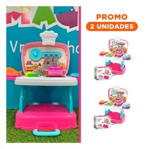 Pack2 Aprendizaje y Creatividad con Set de Cocina Maleta en Caja