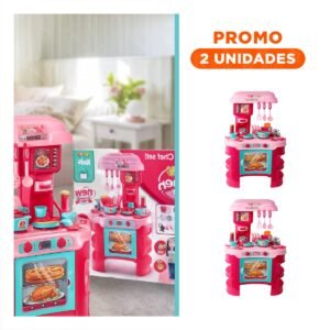 Pack2 Cocina Educativa Grande con Horno Microondas Ollas y Utensilios