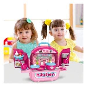 Set de Cocina Mochila 3 en 1 Rosado para Juego Infantil de Imitacion en Casa