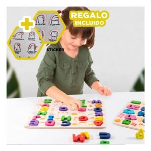 Kit Didactico de Abecedario en Madera con Letras Mayusculas para Casa Y+Regalo Sticker