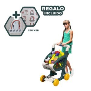 Carro de Compras Musical 41 Pzs Verde oscuro para Juego de Imitacion en Casa Y+Regalo Sticker