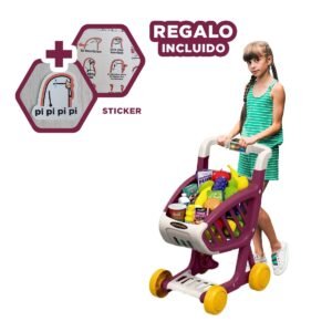 Juguete de Compras Musical 41 Pzs Guinda con Funcion Musical para Diversion Y+Regalo Sticker