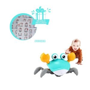 Cangrejo Movil Recargable Celeste pensado para Estimulacion y Juego Creativo Y+Regalo Sticker