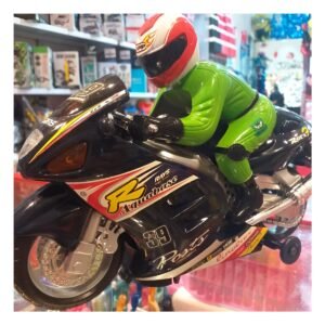 Moto de Carrera con Piloto Negro para Juego Infantil de Velocidad y Accion