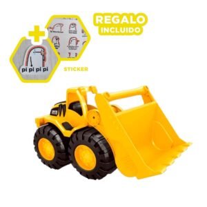 Excavadora de Plastico Brazo Delantero 19,5x32cm Amarillo para Ninos Y+Regalo Sticker