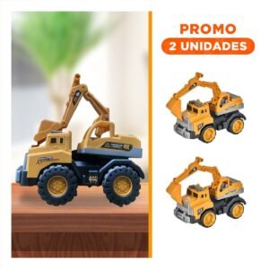 Pack2 Maquina de Juguete Brazo Largo Posterior 23x35cm Amarillo Excavadora