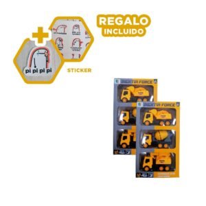 Pack De Carritos De Construccion Para Entretenimiento y Diversion En Casa Y+Regalo Sticker