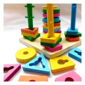 Juego Didactico para Encajar Figuras Multicolor con Piezas de Madera para Hogar