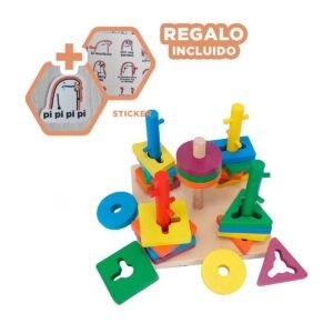 Interactivo de Encaje Multicolor con Figuras de Madera para Desarrollo y Hogar Y+Regalo Sticker