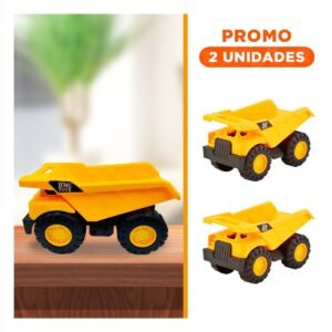 Pack2 Camion de Juguete Chato Diagonal 15x25cm Amarillo para Juego Infantil