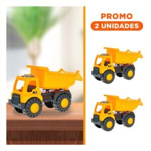 Pack2 Camion de Juguete con Puerta Posterior 19,5x29cm Amarillo para Ninos