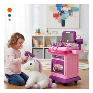 Juego Tocador de Belleza con Maquillaje Creativo en Casa Morado y Rosado