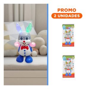 Pack2 Articulo Conejo Interactivo Musical con Luces LED Movimiento Divertido para Casa